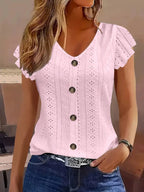 Ruffle V-Neck T-Shirt