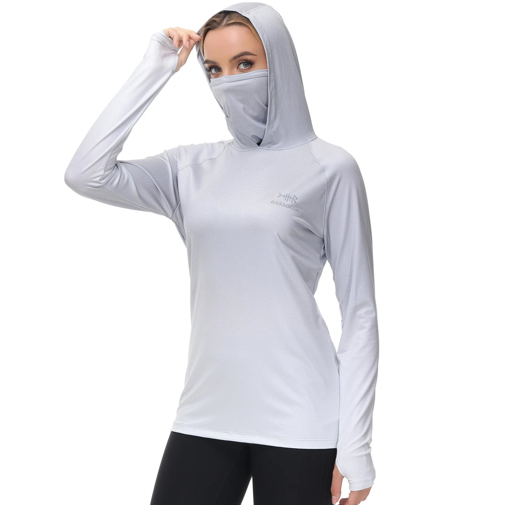 Bassdash FS23W Women's UPF 50+ Fishing Hoodie Shirt With Face Mask Thumb Holes