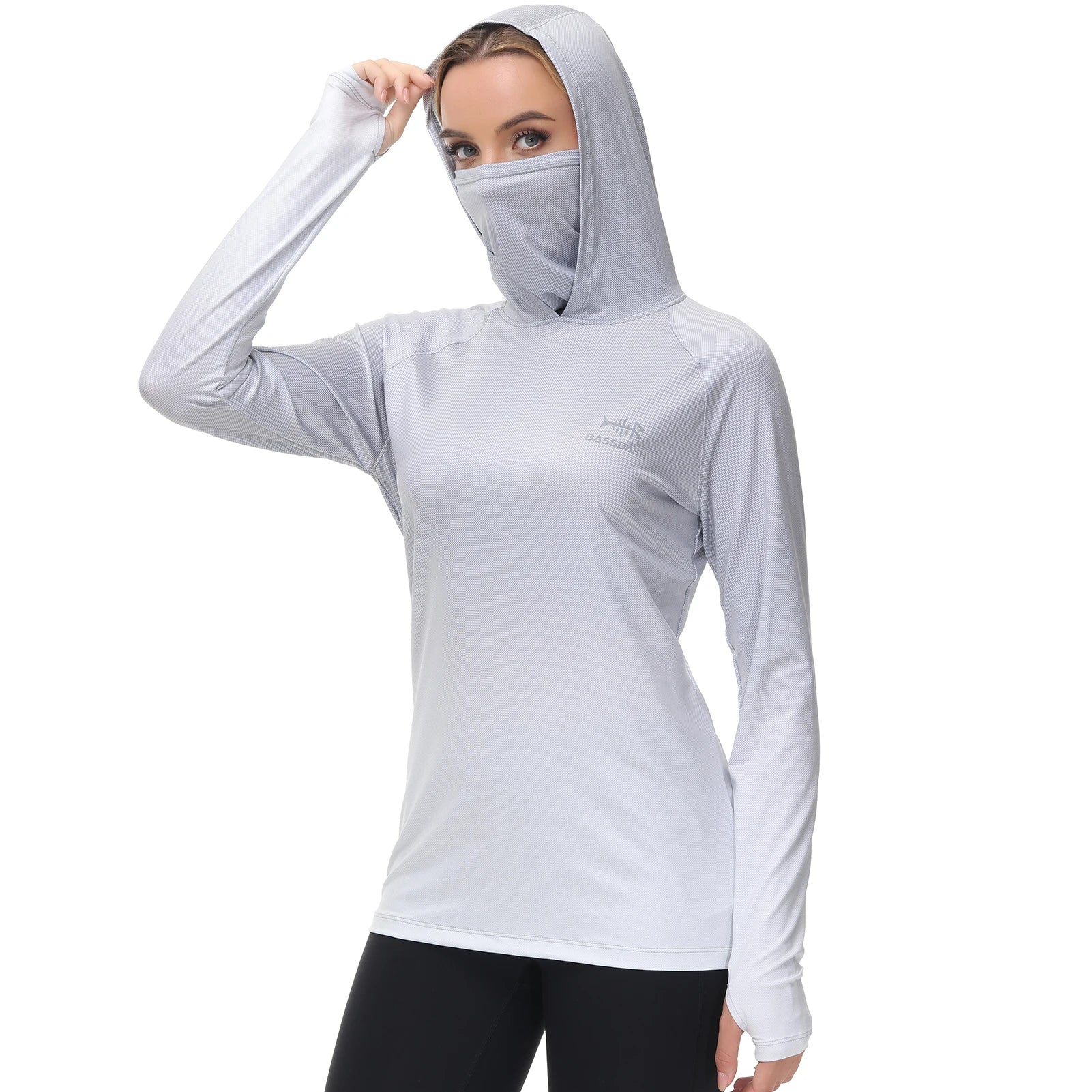 Bassdash FS23W Women's UPF 50+ Fishing Hoodie Shirt With Face Mask Thumb Holes
