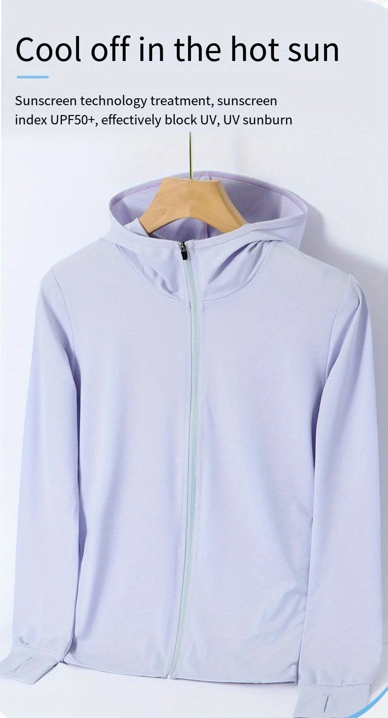 Summer Thin Ice Silk UV Women's Sunscreen Swimwear Jacket Front Zip UPF 50+ Fishing Clothing Couple Sunwear