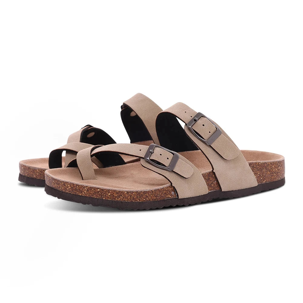 Adjustable Buckle Suede Mules