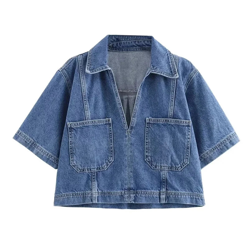 Cropped Denim Shirt & Skirt Collection