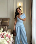 One-Shoulder Top & Wide-Leg Pants Set