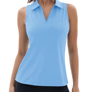 TACVASEN UPF50+ Quick Dry Polo Shirts Womens Summer Golf Sleeveless Workout Tees Sun UV Protection Outdoor Fitness Gym Tank Tops
