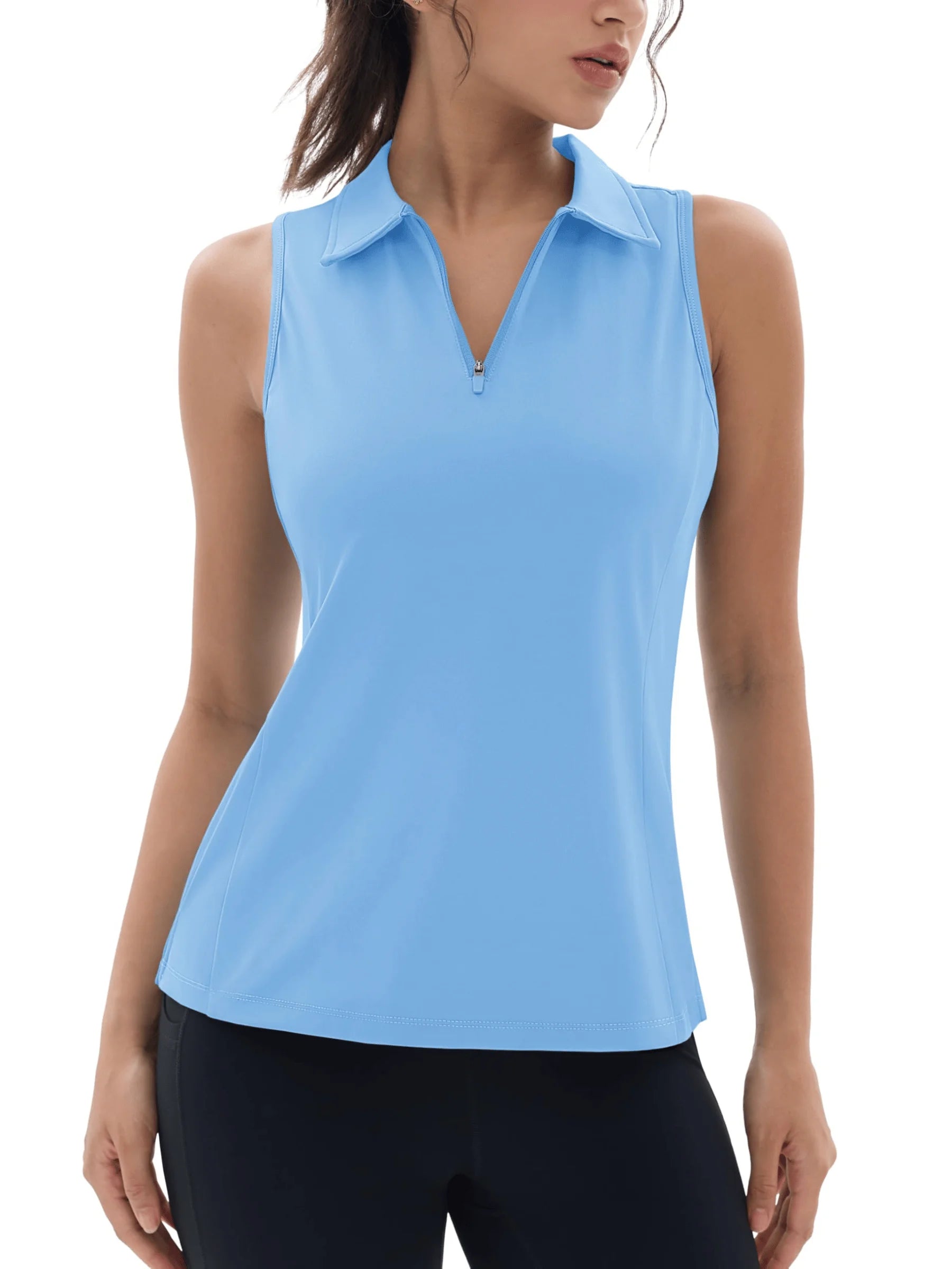 TACVASEN UPF50+ Quick Dry Polo Shirts Womens Summer Golf Sleeveless Workout Tees Sun UV Protection Outdoor Fitness Gym Tank Tops