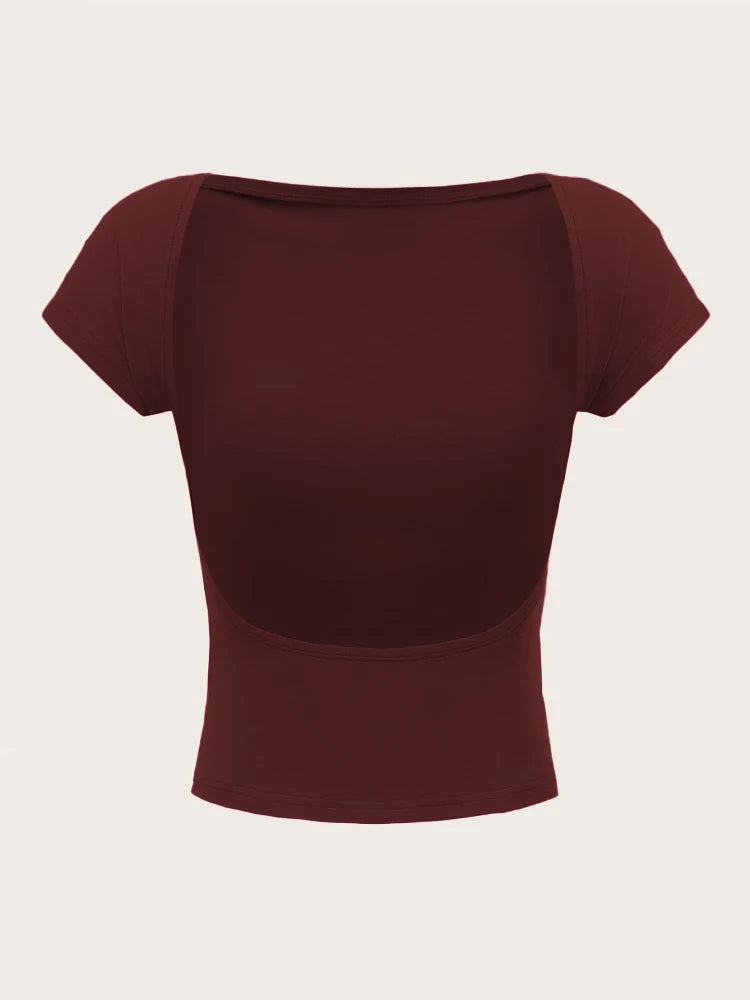 Open-Back Short-Sleeve Crop Tee