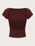 Open-Back Short-Sleeve Crop Tee