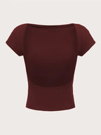 Open-Back Short-Sleeve Crop Tee