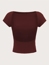 Open-Back Short-Sleeve Crop Tee