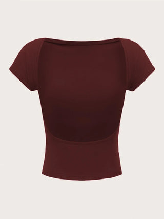 Open-Back Short-Sleeve Crop Tee
