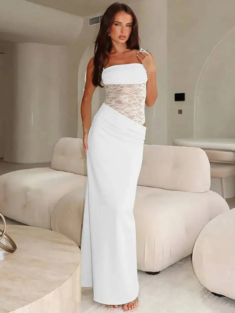 Backless Mesh Maxi Dress