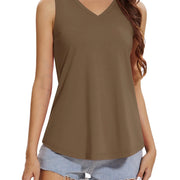 TACVASEN Women's Tank Tops Soft Loose Casual Flowy Basic Sleeveless Summer V Neck Tee Shirts Camisole Running Outfits Clothes