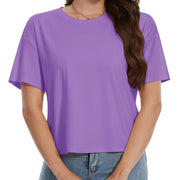 TACVASEN UPF 50+ Cropped Cotton T-Shirts Womens Summer Short Sleeve Casual Crew Neck Tops Breathable Sun UV Block Outdoor Tees