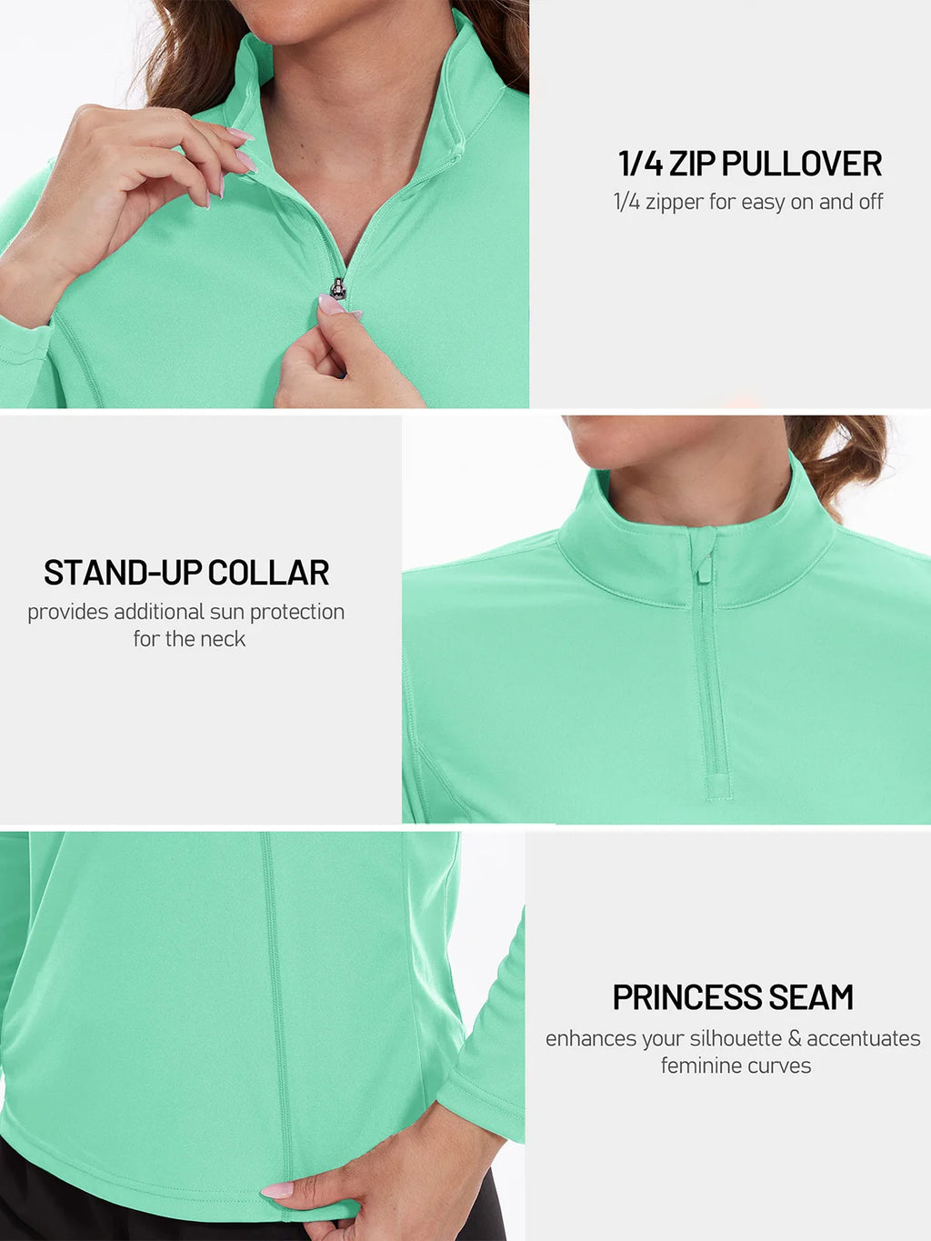 TACVASEN UPF50+ Sneldrogende prestatie-T-shirts met lange mouwen Dameszonbescherming Hardlopen Wandelen Vissen T-shirts Tops Outdoor
