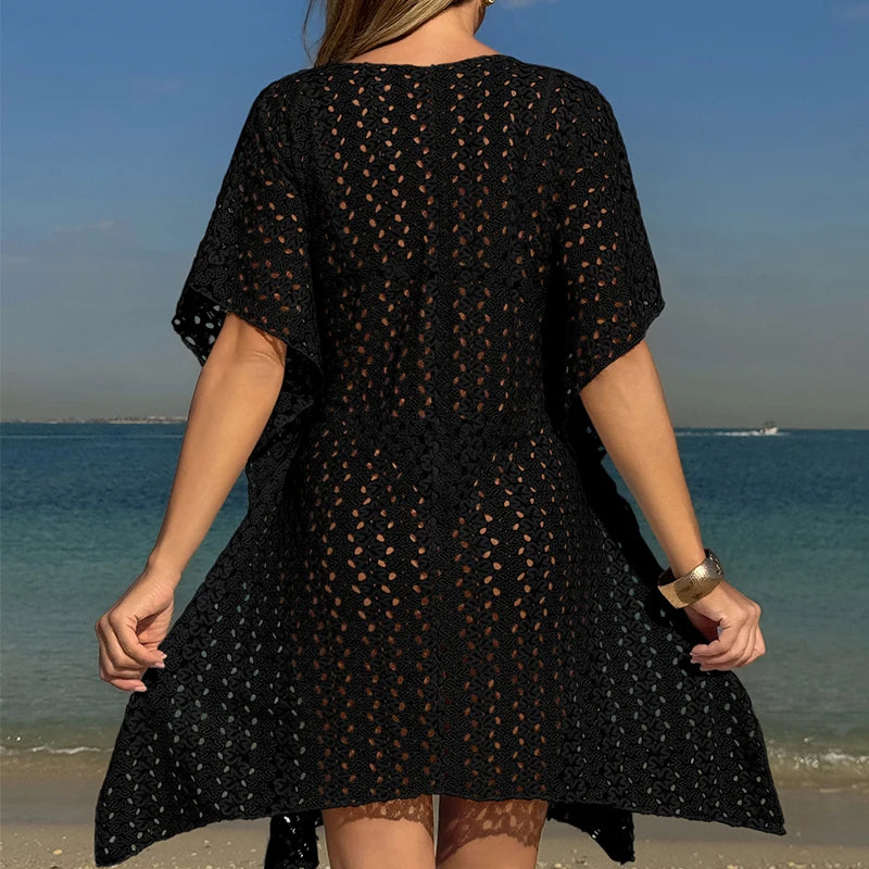Long-Sleeve Wrap Cover-Up Dress