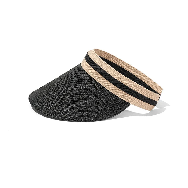 Open-Crown Straw Sun Visor