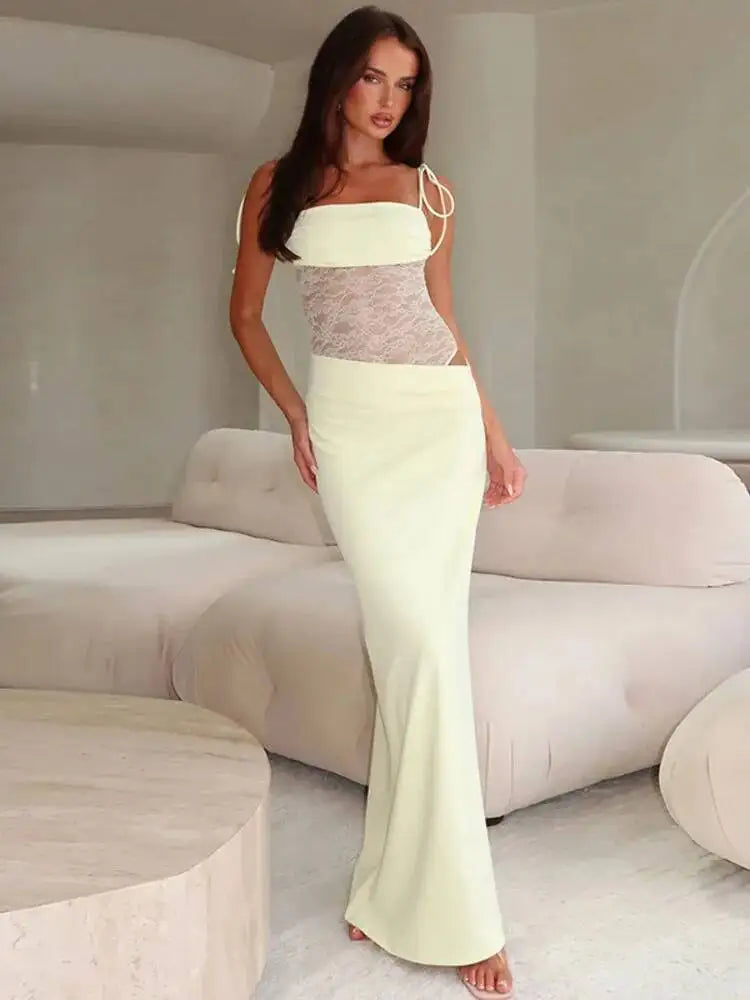 Backless Mesh Maxi Dress