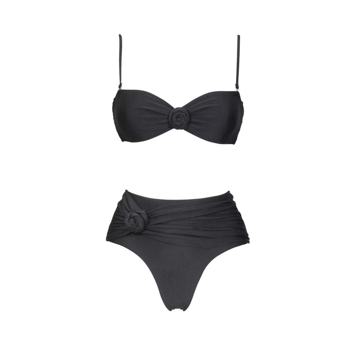 Floral Mesh-Skirt Bandeau Bikini Set