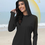 Women's Sunscreen Hoodie with Thumb Buckle and Hidden Ponytail Hole, Outdoor Running Fitness Sports, Leisure Sunscreen T-shirt