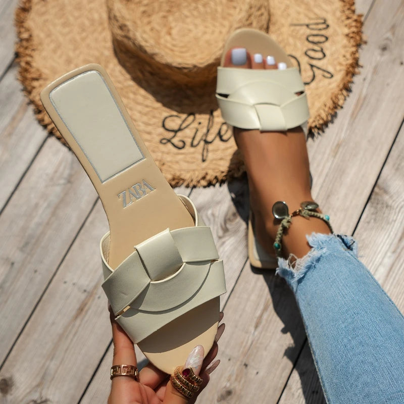 Riviera Woven Flat Slide Sandals