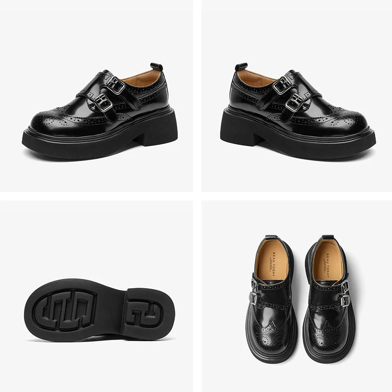 Aurelia Sun Double-Buckle Patent Leather Loafers – Black