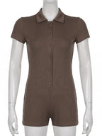 Button-Front Knit Romper