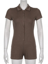 Button-Front Knit Romper