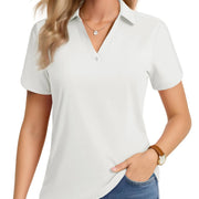 TACVASEN Women's 1-Button Golf Polo Shirts V Neck Short Sleeve Tennis Tops Moisture Wicking Quick Dry Athletic Collared Shirt