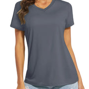 TACVASEN UPF 50+ Summer Short Sleeve V-Neck T-shirts Womens Sun Protection T-shirts Quick Dry Hiking Running Tee Shirts Tops