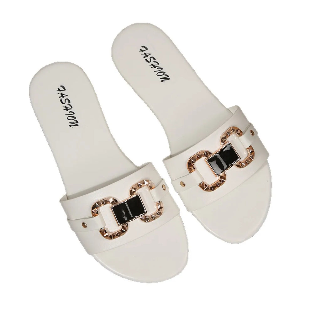 Round-Toe Flat Slip-On Sandals