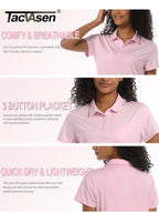 TACVASEN UPF 50+ Short Sleeve Golf Polos Shirts High Elastic Womens Sun Protection T-shirts Quick Dry Workout Tee Pullover Tops