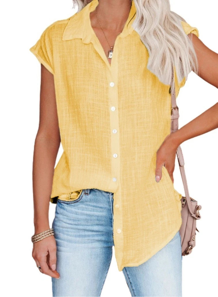 Cotton-Linen Short-Sleeve Relaxed T-Shirt