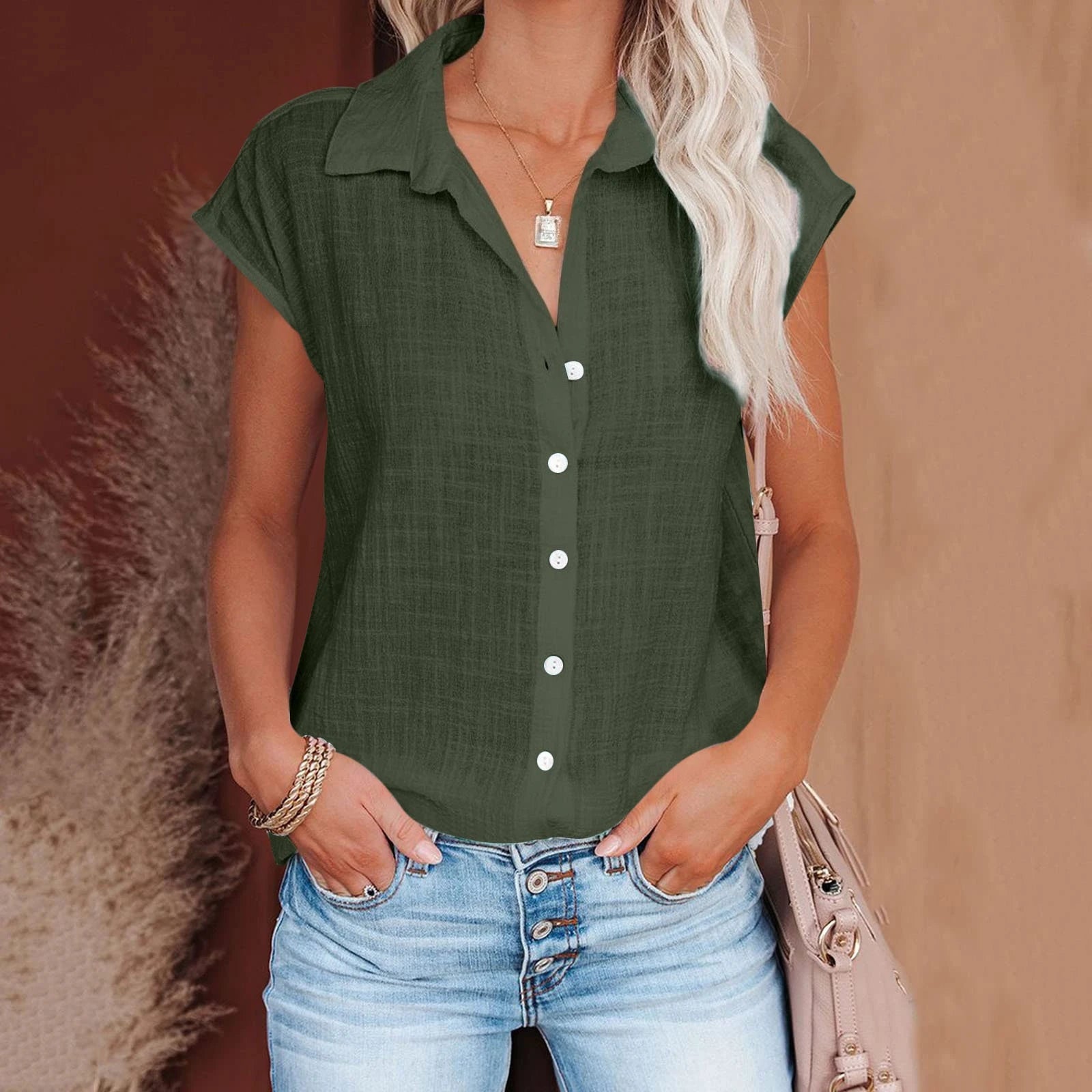 Cotton-Linen Short-Sleeve Relaxed T-Shirt