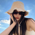 Tassel-Brim Cotton Bucket Hat