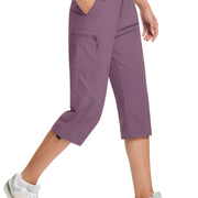 TACVASEN Quick Dry Knee Length Nylon Capris Womens Summer Hiking Casual Cargo Short Pant Lightweight Waterproof Shorts 5 Pockets