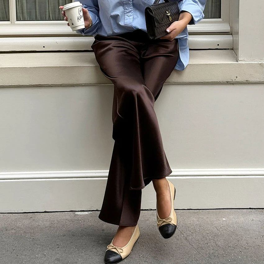 Lustre High-Waist Wide-Leg Trousers