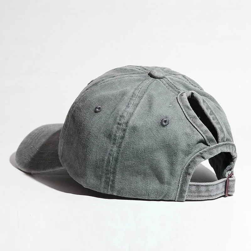Washed High Ponytail Baseball Cap
