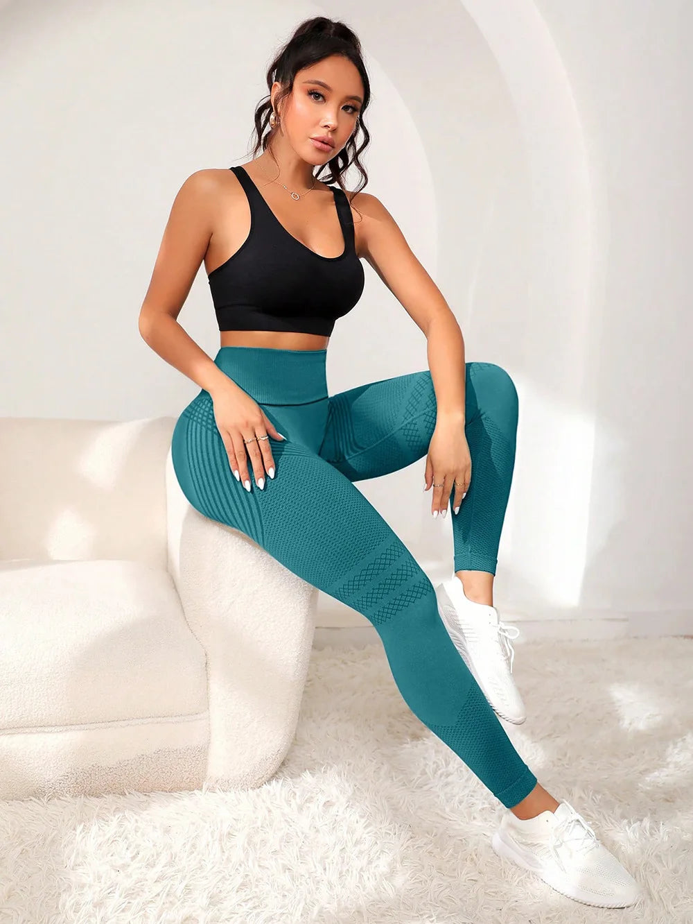 Aurelia Sun Contour Seam High-Waist Leggings – Khaki – image 4