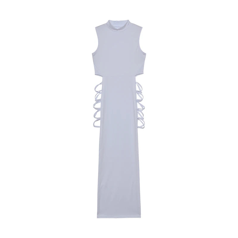 Cross-Front Cut-Out Midi Dress