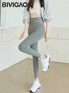 BIVIGAOS Summer Letters Ultra-Thin Shark Leggings Women High Waist Tight Fitness Leggings Seamless Sexy Sun Protection Leggings