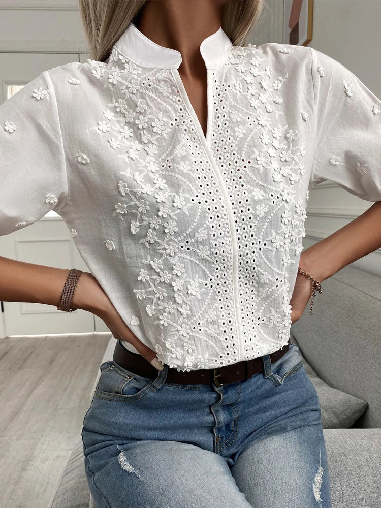 Floral Embroidered Lace Blouse