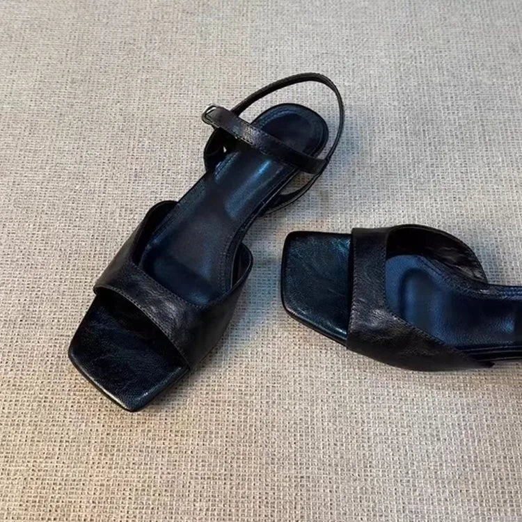 Polished Low-Heel Office Sandals