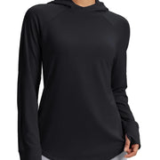 TACVASEN Womens UPF50+Sun Protection Crossed Collar Hoodie SPFUV Shirt Long Sleeve Quick Dry Shirt with Ponytail Hole Thumb Hole