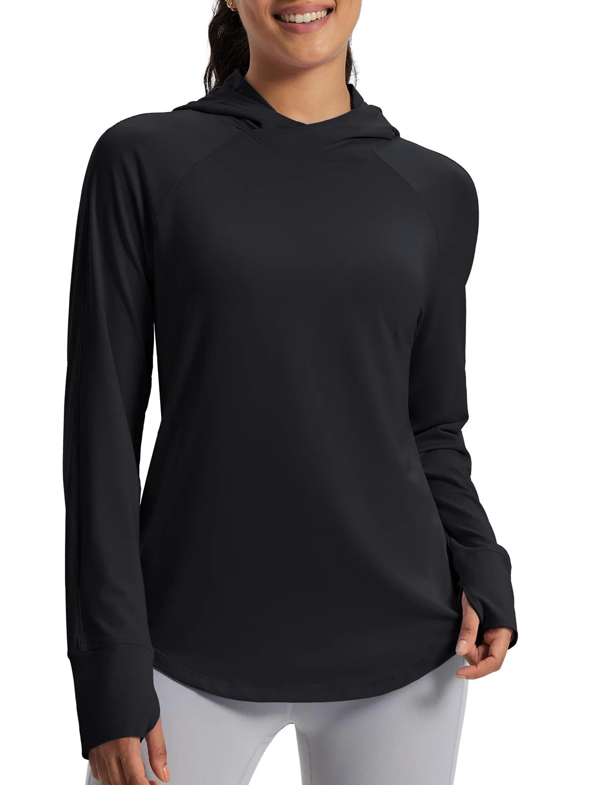 TACVASEN Womens UPF50+Sun Protection Crossed Collar Hoodie SPFUV Shirt Long Sleeve Quick Dry Shirt with Ponytail Hole Thumb Hole