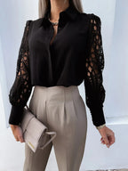 Marina Chiffon V-Neck Long-Sleeve Blouse