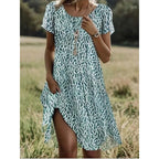 Printed Round-Neck Midi Dress