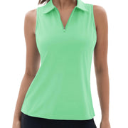 TACVASEN UPF50+ Quick Dry Polo Shirts Womens Summer Golf Sleeveless Workout Tees Sun UV Protection Outdoor Fitness Gym Tank Tops