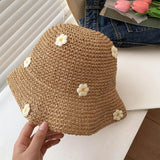 Floral Foldable Straw Bucket Hat