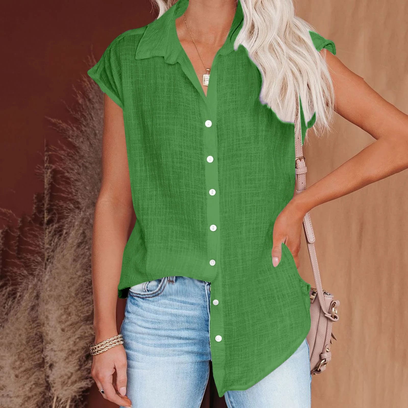 Cotton-Linen Short-Sleeve Relaxed T-Shirt