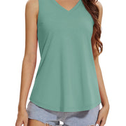 TACVASEN Women's Tank Tops Soft Loose Casual Flowy Basic Sleeveless Summer V Neck Tee Shirts Camisole Running Outfits Clothes